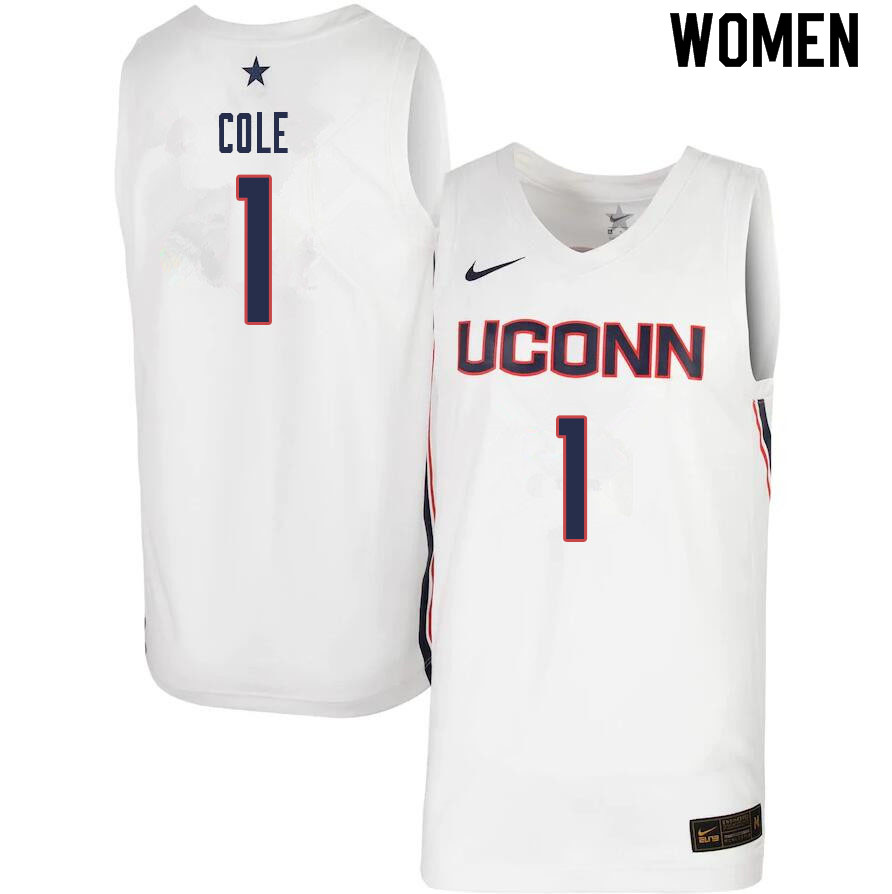Women #1 R.J. Cole Uconn Huskies College Basketball Jerseys Sale-White - Click Image to Close